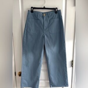 Quince High Waist Wide Leg Steel Blue Ankle Jeans/ Pants Four Pockets Size 10
